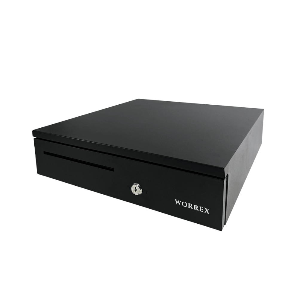 ลิ้นชักเก็บเงิน WORREX รุ่น W-405F สีดำ 5 ช่องแบงค์ 8 ช่องเหรียญ RJ11 12/24V_2